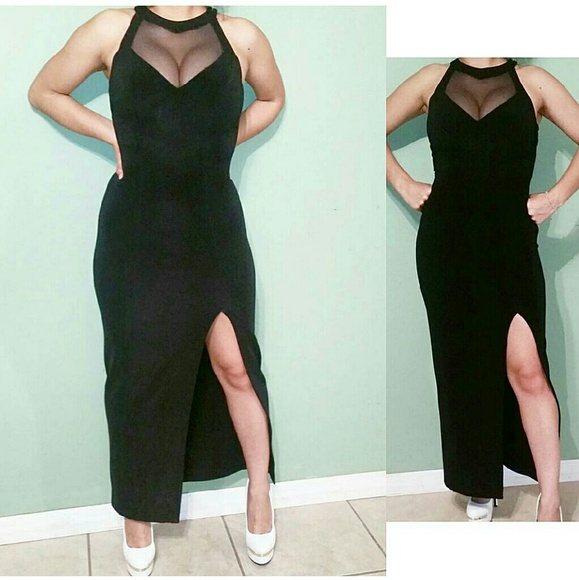 Vintage Dresses & Skirts - SHOWSTOPPER🖤black side slit dress evening gown